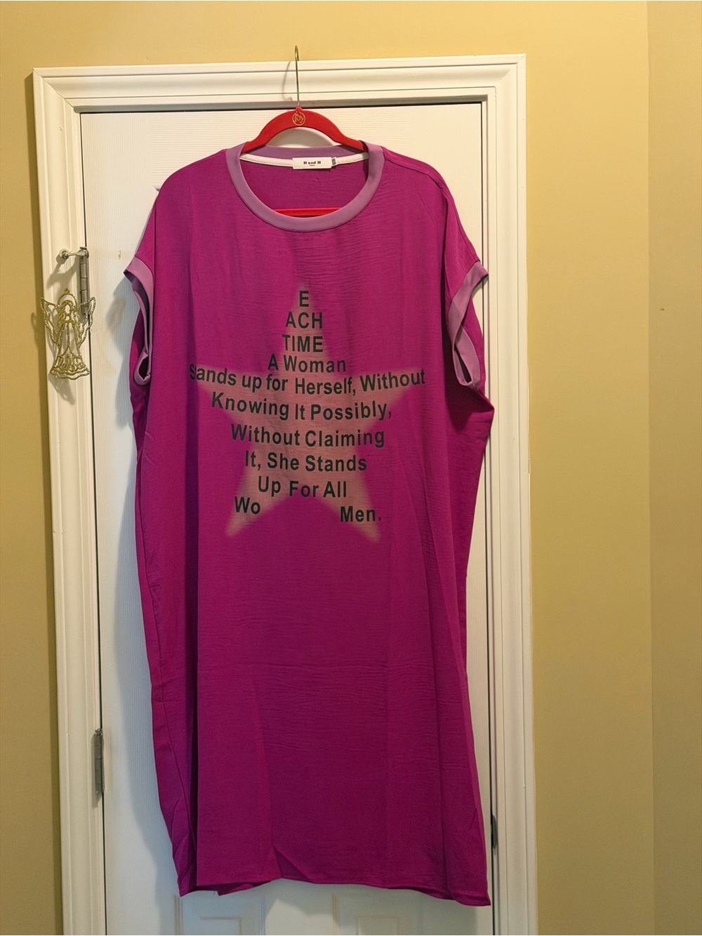 Midi dress T-Shirt dress Magenta Short Sleeve Graphic Tunic - Picture 2 of 9